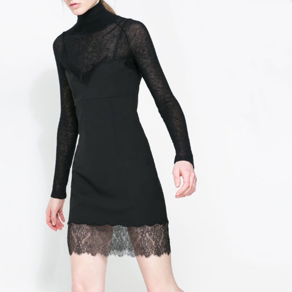 💞HP💞 ZARA Black FITTED LINGERIE STYLE Dress - Picture 5 of 11